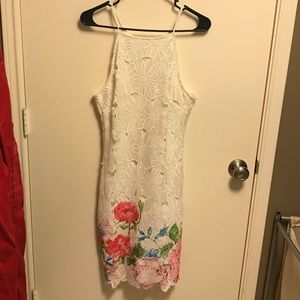 White & floral lace dress